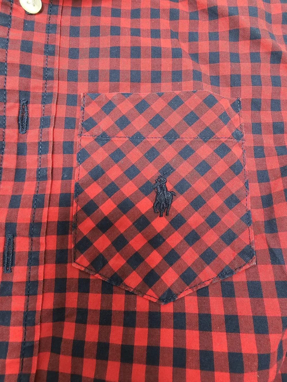 Ralph Lauren Red and Black Checked Casual Button-Down Shirt